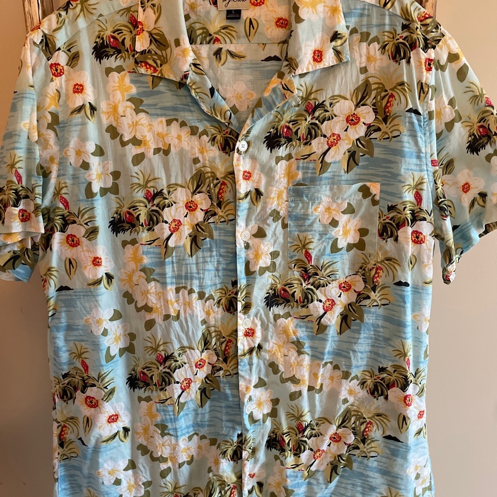 J. Crew Blue Casual Button Down Hawaiian Shirt